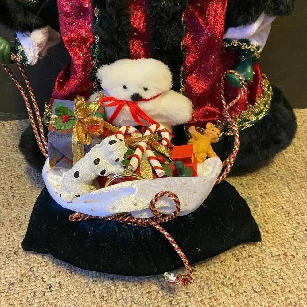 Vintage Tree Topper Santa and His Toy Bag For Children in Christmas Decor Time